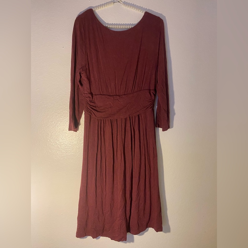 Anthropologie 'Galena' Wine Midi Dress by Maeve Sz Large Beautiful Classic - Picture 4 of 4
